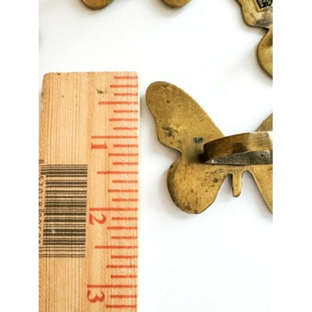Set of 4 Solid Brass Butterfly Napkin Rings Made in India Vintage Table Decor - Picture 7 of 9